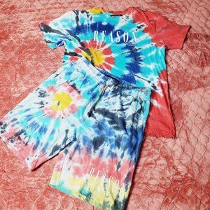Reason Men's Two Piece Tie Dye Short Set Sz M NWT